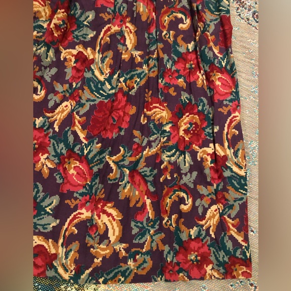 Vtg 90s David Hollis Digital Floral Pleat Front Maxi Skirt - Picture 3 of 10